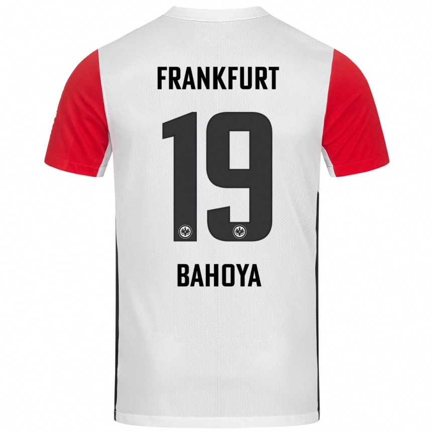 Niño Fútbol Camiseta Jean-Mattéo Bahoya #19 Blanco Rojo 1ª Equipación 2024/25