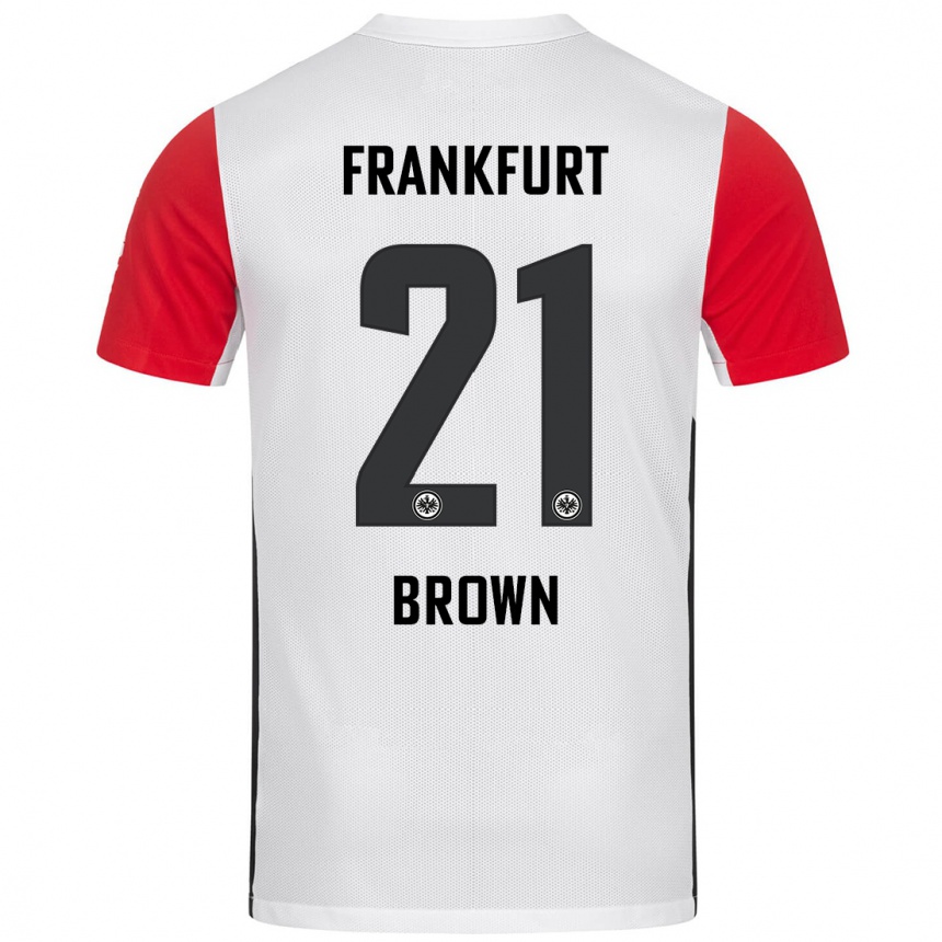 Niño Fútbol Camiseta Nathaniel Brown #21 Blanco Rojo 1ª Equipación 2024/25