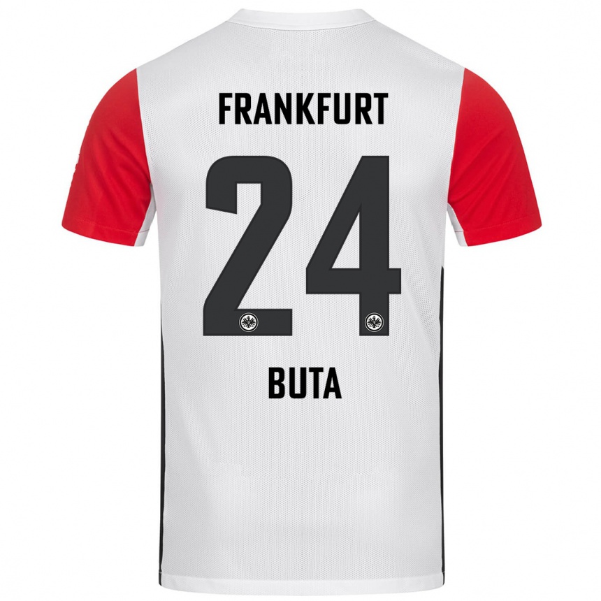 Niño Fútbol Camiseta Aurélio Buta #24 Blanco Rojo 1ª Equipación 2024/25