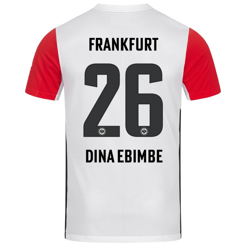 Niño Fútbol Camiseta Junior Dina Ebimbe #26 Blanco Rojo 1ª Equipación 2024/25