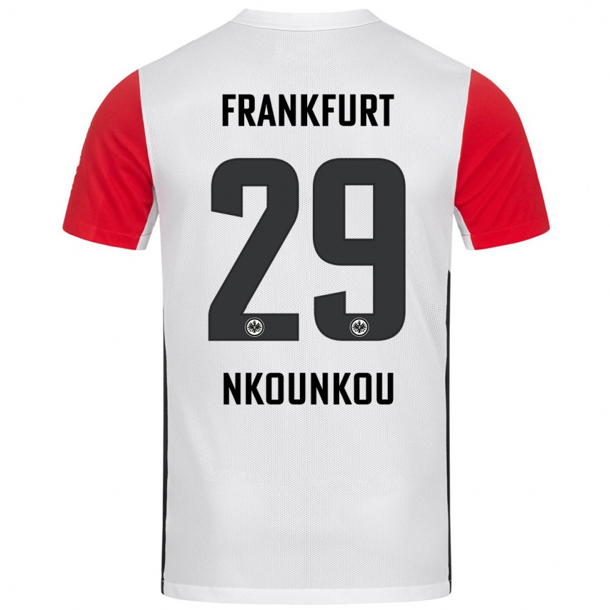 Niño Fútbol Camiseta Niels Nkounkou #29 Blanco Rojo 1ª Equipación 2024/25