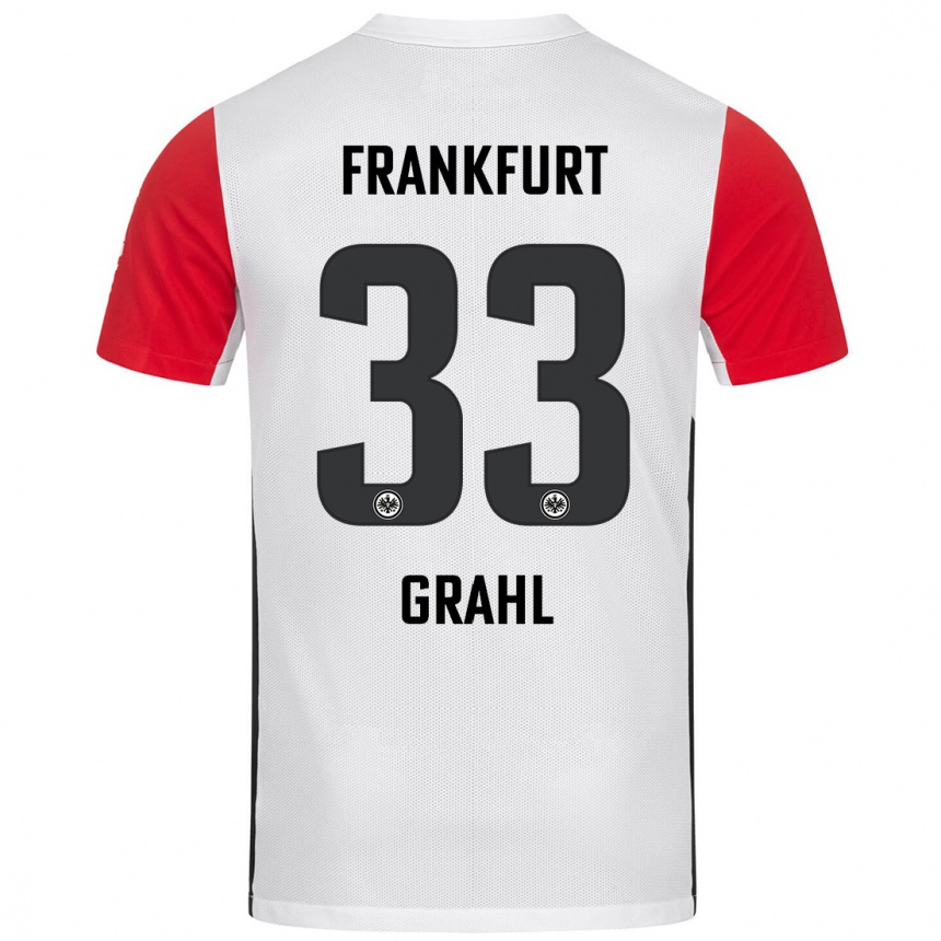 Niño Fútbol Camiseta Jens Grahl #33 Blanco Rojo 1ª Equipación 2024/25