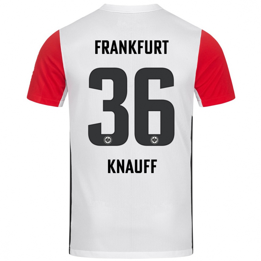 Niño Fútbol Camiseta Ansgar Knauff #36 Blanco Rojo 1ª Equipación 2024/25