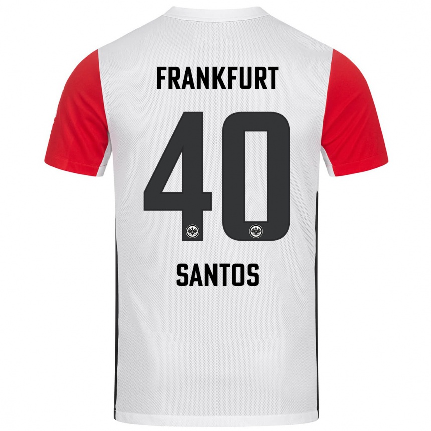 Niño Fútbol Camiseta Kauã Santos #40 Blanco Rojo 1ª Equipación 2024/25