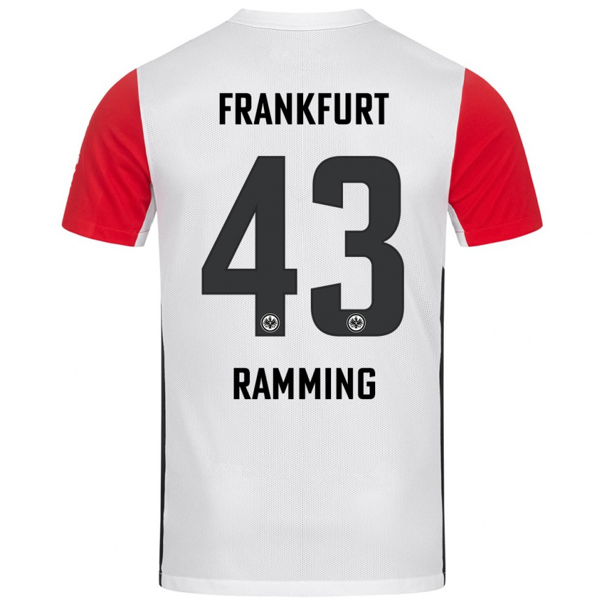 Niño Fútbol Camiseta Nils Ramming #43 Blanco Rojo 1ª Equipación 2024/25