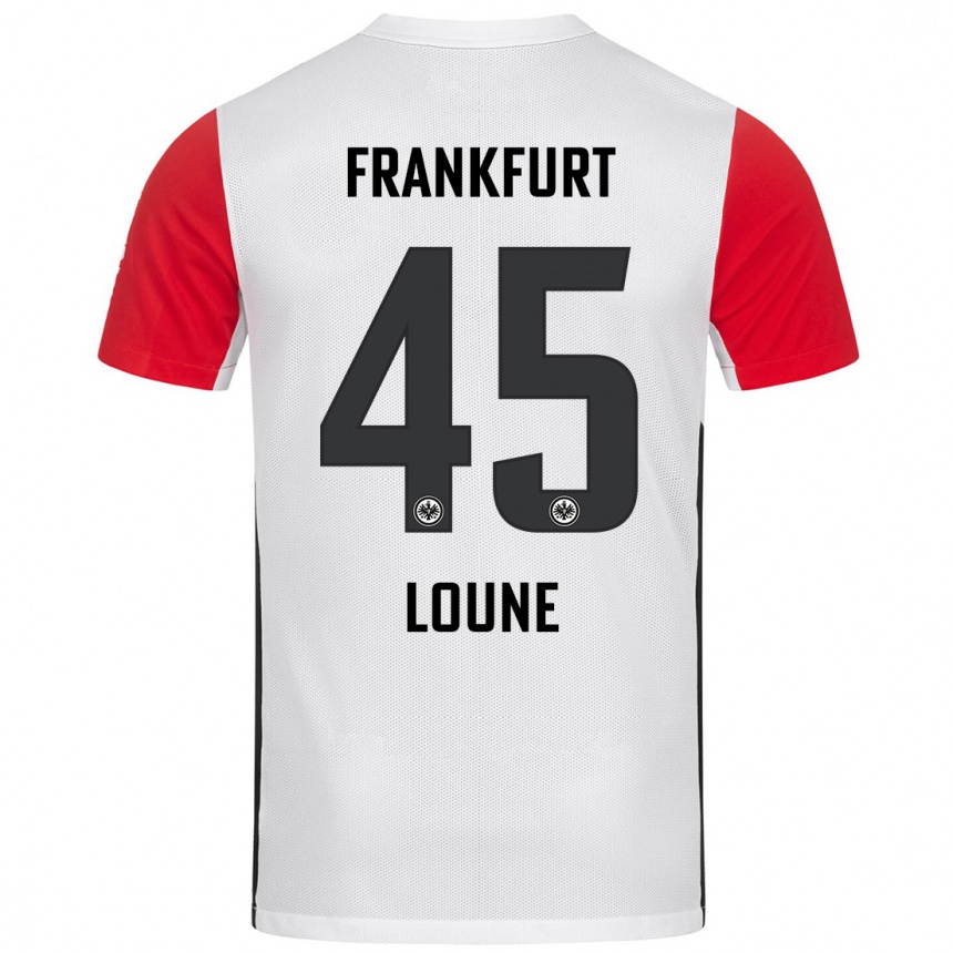 Niño Fútbol Camiseta Mehdi Loune #45 Blanco Rojo 1ª Equipación 2024/25