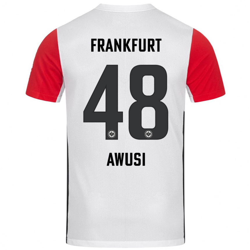 Niño Fútbol Camiseta Junior Awusi #48 Blanco Rojo 1ª Equipación 2024/25