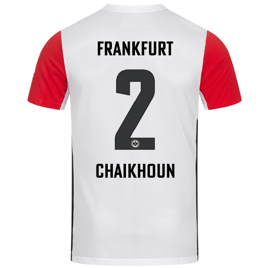 Niño Fútbol Camiseta Ayoub Chaikhoun #2 Blanco Rojo 1ª Equipación 2024/25