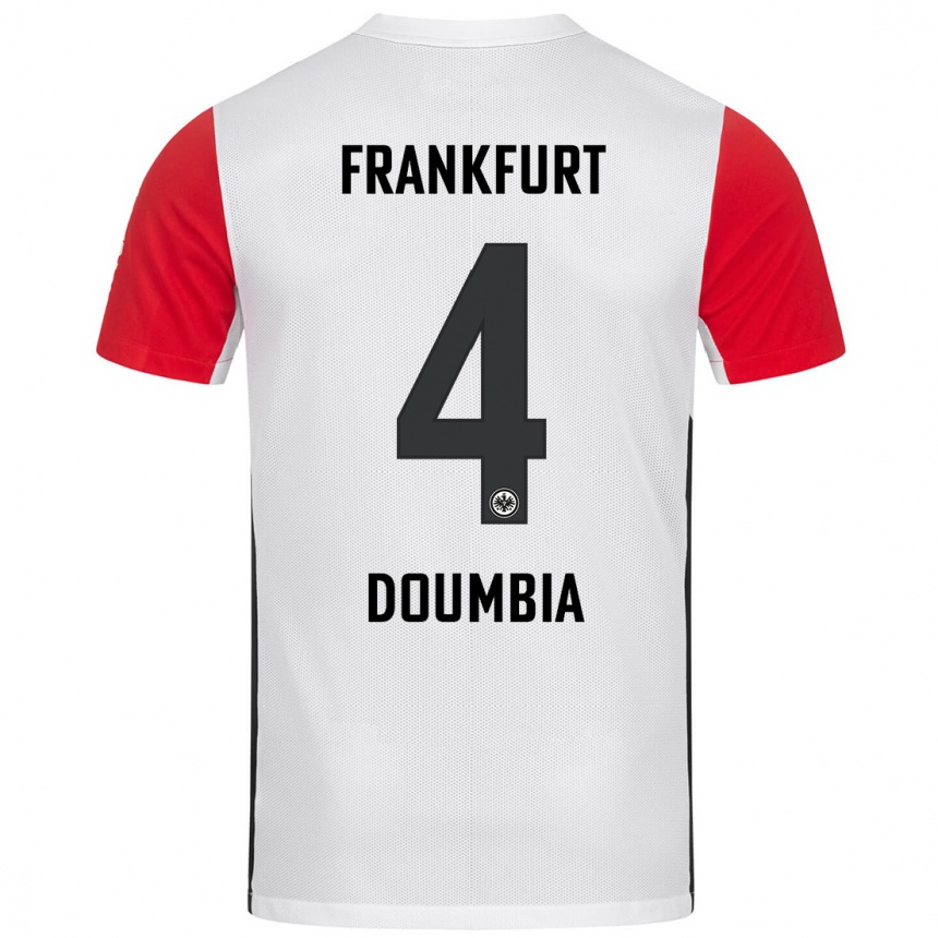 Niño Fútbol Camiseta Fousseny Doumbia #4 Blanco Rojo 1ª Equipación 2024/25