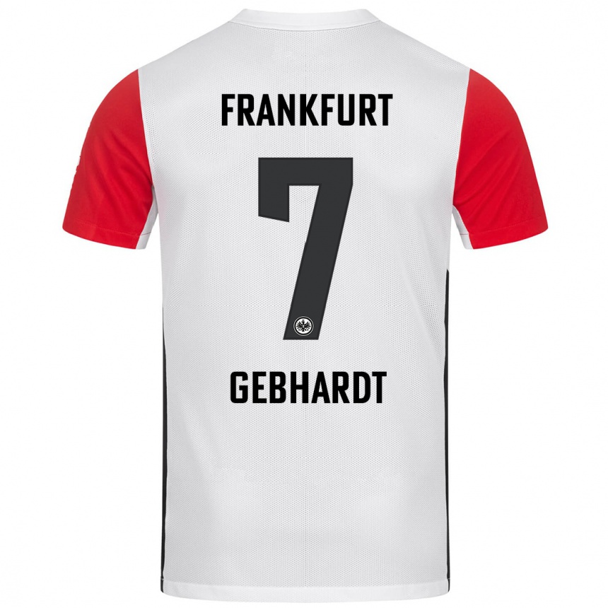 Niño Fútbol Camiseta Luca Gebhardt #7 Blanco Rojo 1ª Equipación 2024/25