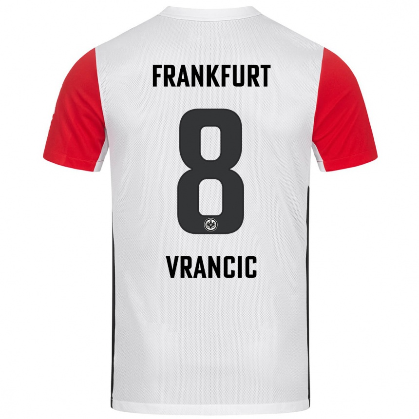 Niño Fútbol Camiseta Mario Vrancic #8 Blanco Rojo 1ª Equipación 2024/25