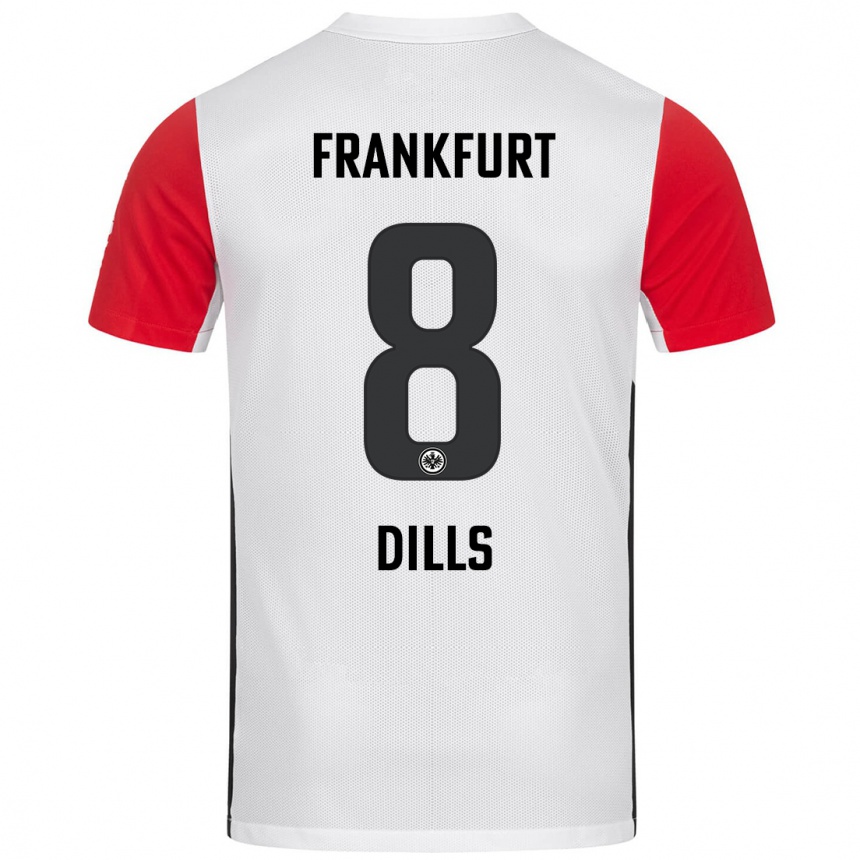 Niño Fútbol Camiseta Marvin Dills #8 Blanco Rojo 1ª Equipación 2024/25