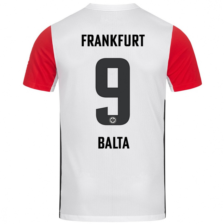 Niño Fútbol Camiseta Sahin Balta #9 Blanco Rojo 1ª Equipación 2024/25