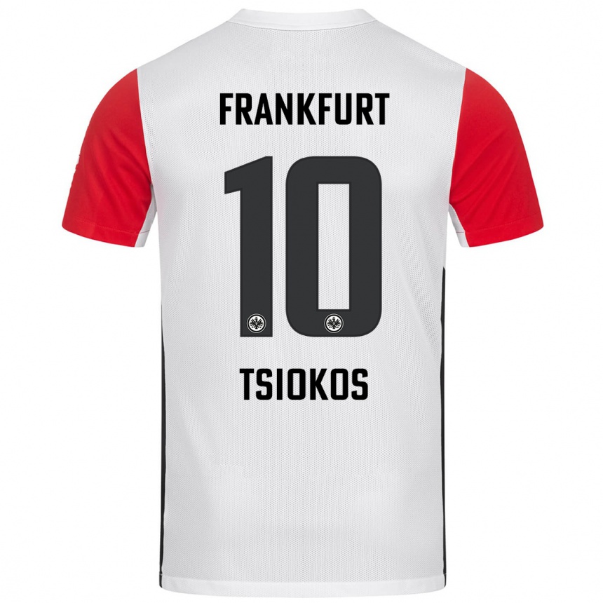 Niño Fútbol Camiseta Leonidas Ilias Tsiokos #10 Blanco Rojo 1ª Equipación 2024/25