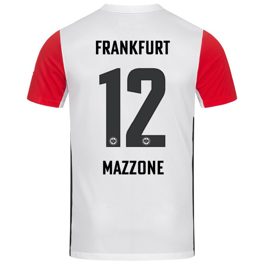 Niño Fútbol Camiseta Matteo Mazzone #12 Blanco Rojo 1ª Equipación 2024/25