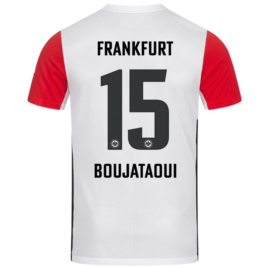 Niño Fútbol Camiseta Tarik Boujataoui #15 Blanco Rojo 1ª Equipación 2024/25