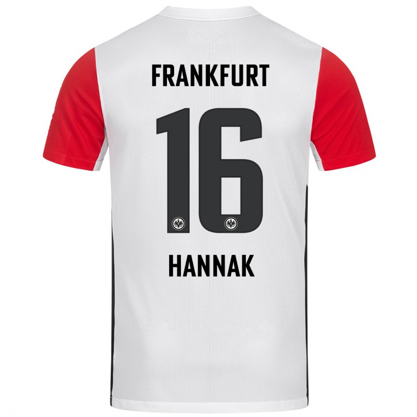 Niño Fútbol Camiseta Tim Hannak #16 Blanco Rojo 1ª Equipación 2024/25