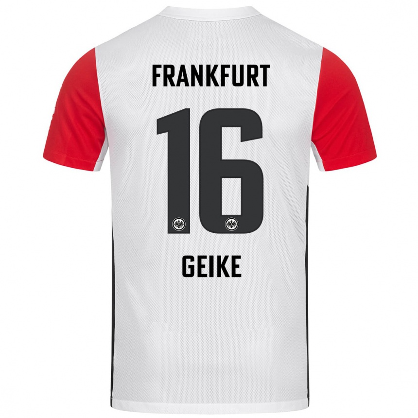 Niño Fútbol Camiseta Jonah Geike #16 Blanco Rojo 1ª Equipación 2024/25