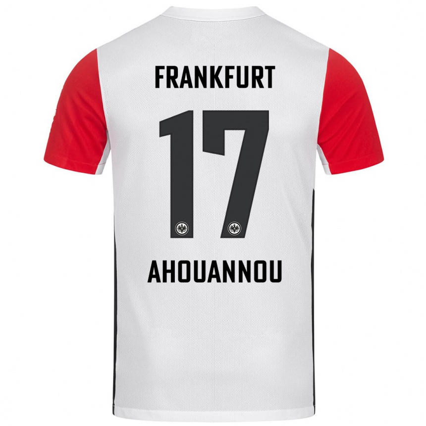 Niño Fútbol Camiseta Yannis Ahouannou #17 Blanco Rojo 1ª Equipación 2024/25