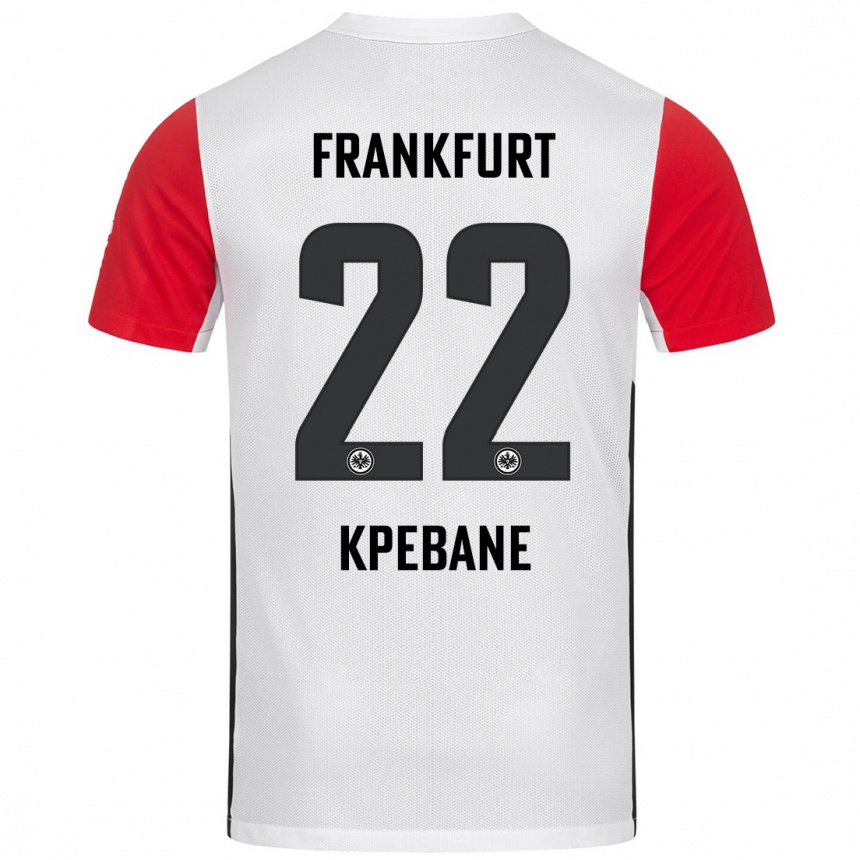 Niño Fútbol Camiseta Tamiou Kpebane #22 Blanco Rojo 1ª Equipación 2024/25