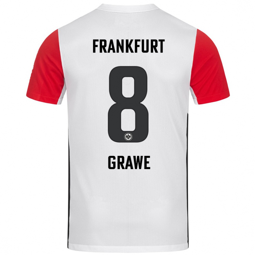 Niño Fútbol Camiseta Lisanne Gräwe #8 Blanco Rojo 1ª Equipación 2024/25