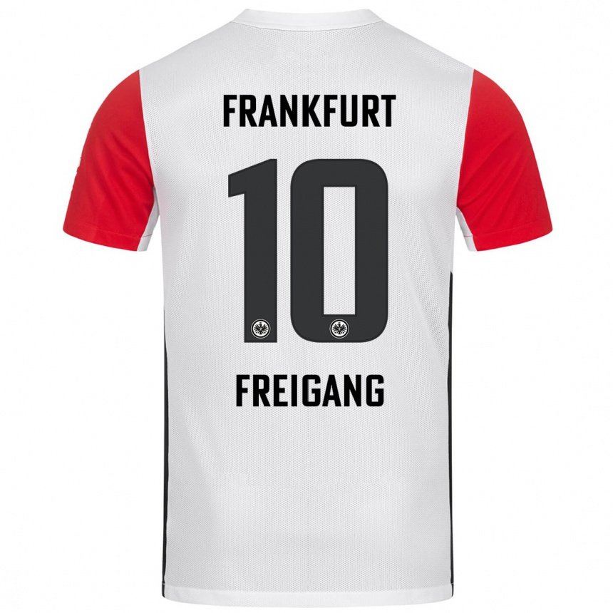 Niño Fútbol Camiseta Laura Freigang #10 Blanco Rojo 1ª Equipación 2024/25