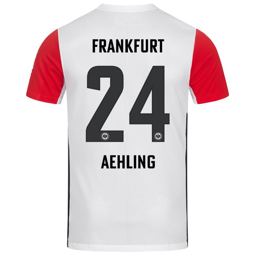 Niño Fútbol Camiseta Anna Aehling #24 Blanco Rojo 1ª Equipación 2024/25