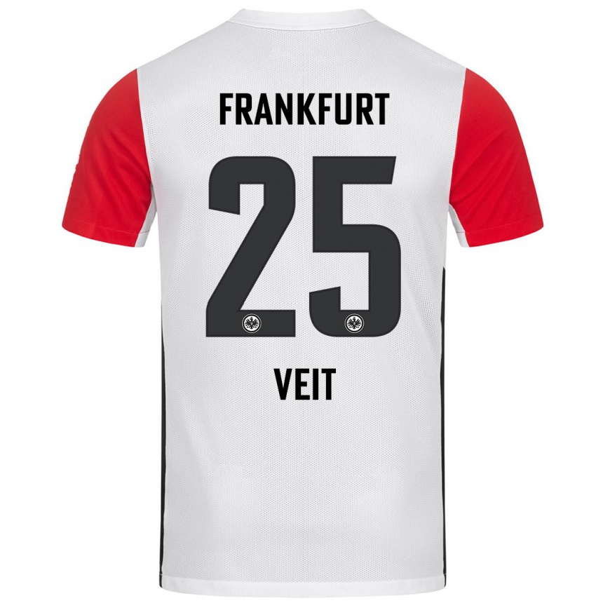 Niño Fútbol Camiseta Jella Veit #25 Blanco Rojo 1ª Equipación 2024/25