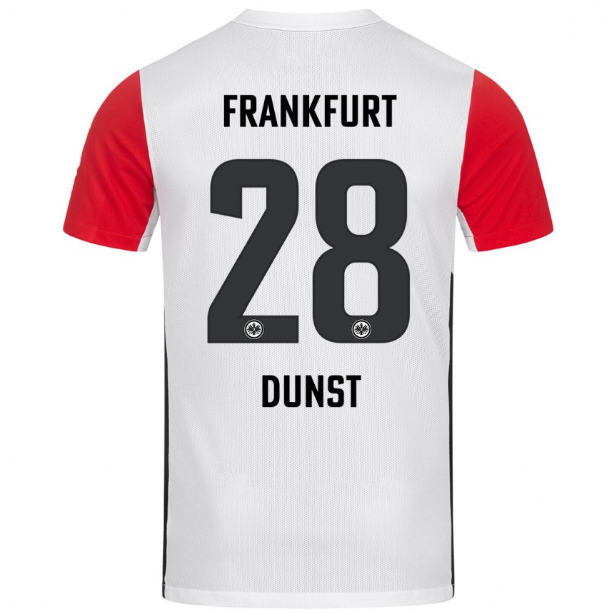 Niño Fútbol Camiseta Barbara Dunst #28 Blanco Rojo 1ª Equipación 2024/25