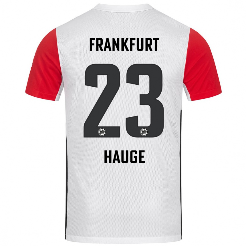 Niño Fútbol Camiseta Jens Petter Hauge #23 Blanco Rojo 1ª Equipación 2024/25