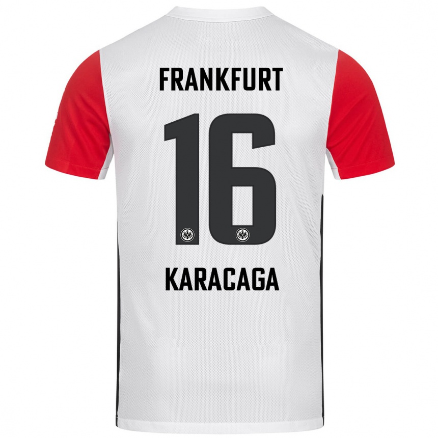 Niño Fútbol Camiseta Tom Karacaga #16 Blanco Rojo 1ª Equipación 2024/25