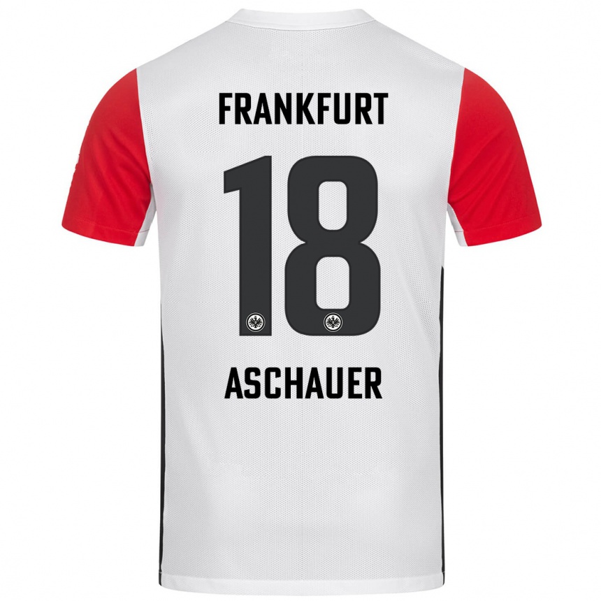 Niño Fútbol Camiseta Verena Aschauer Hanshaw #18 Blanco Rojo 1ª Equipación 2024/25