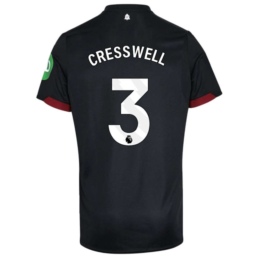 Niño Fútbol Camiseta Aaron Cresswell #3 Negro Blanco 2ª Equipación 2024/25