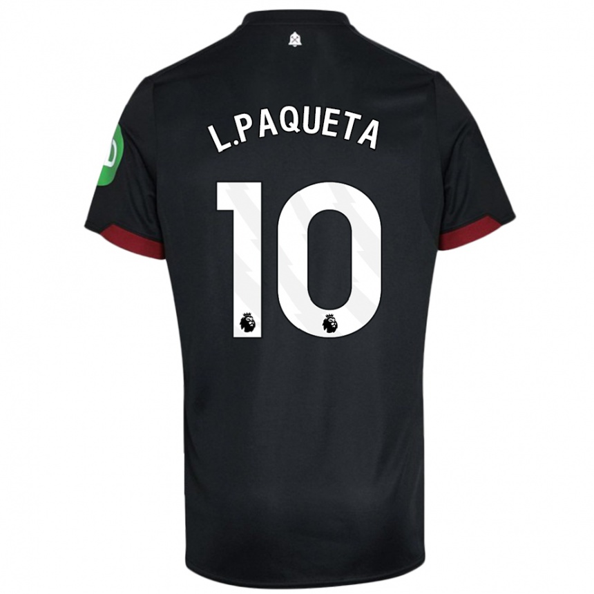 Niño Fútbol Camiseta Lucas Paqueta #10 Negro Blanco 2ª Equipación 2024/25