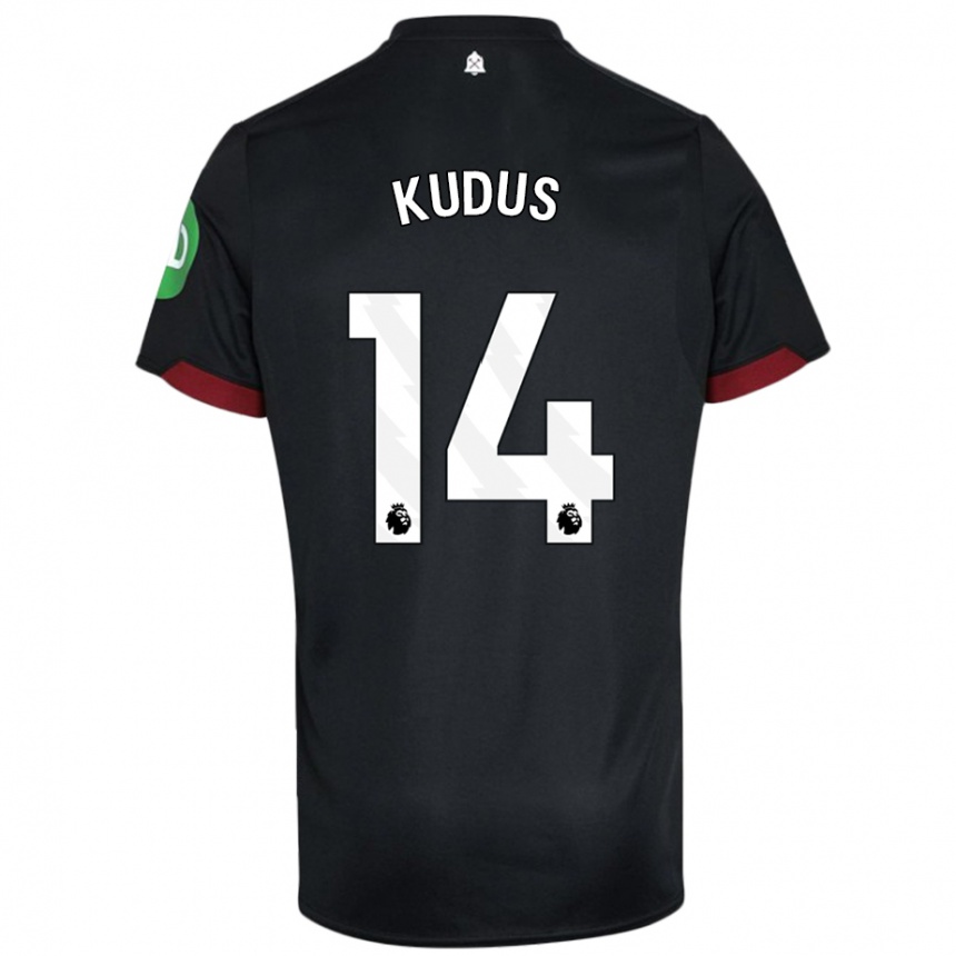 Niño Fútbol Camiseta Mohammed Kudus #14 Negro Blanco 2ª Equipación 2024/25