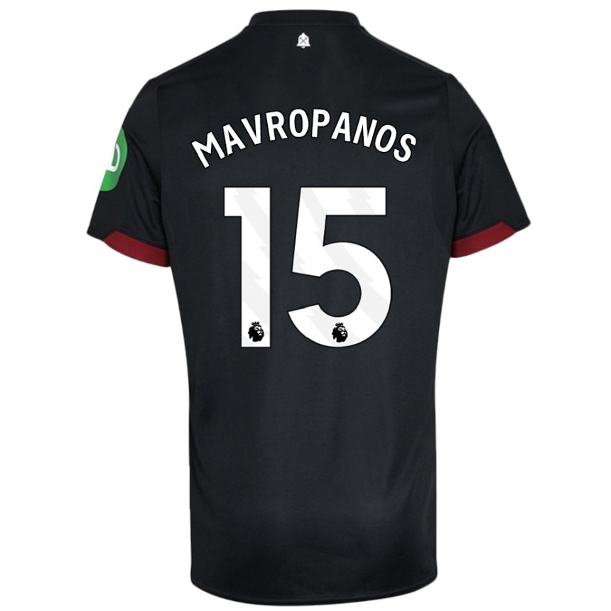 Niño Fútbol Camiseta Konstantinos Mavropanos #15 Negro Blanco 2ª Equipación 2024/25