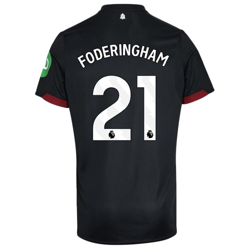 Niño Fútbol Camiseta Wes Foderingham #21 Negro Blanco 2ª Equipación 2024/25