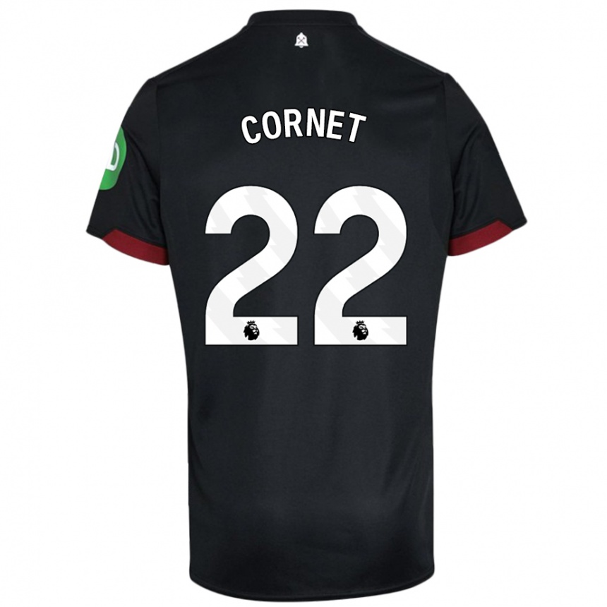 Niño Fútbol Camiseta Maxwel Cornet #22 Negro Blanco 2ª Equipación 2024/25