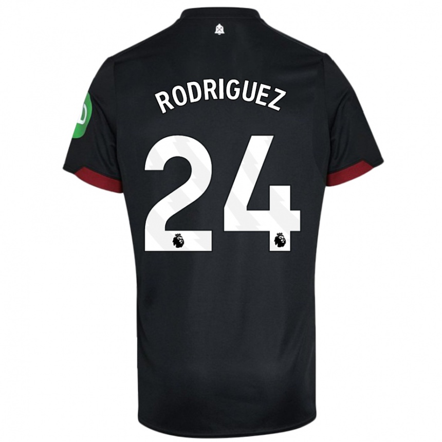 Niño Fútbol Camiseta Guido Rodríguez #24 Negro Blanco 2ª Equipación 2024/25