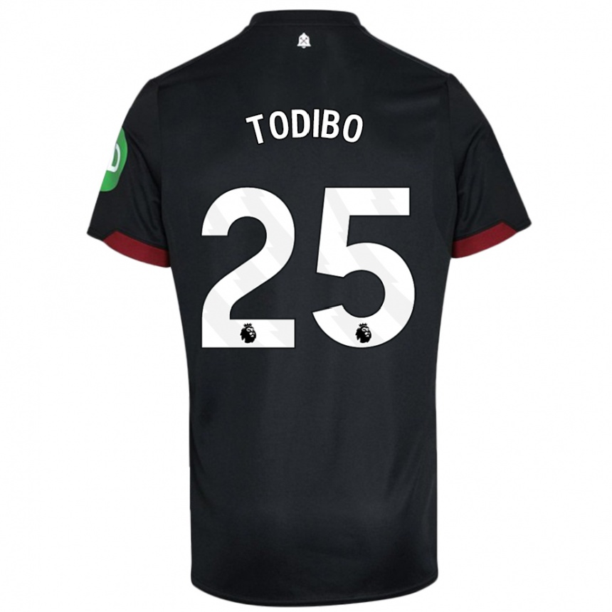 Niño Fútbol Camiseta Jean-Clair Todibo #25 Negro Blanco 2ª Equipación 2024/25