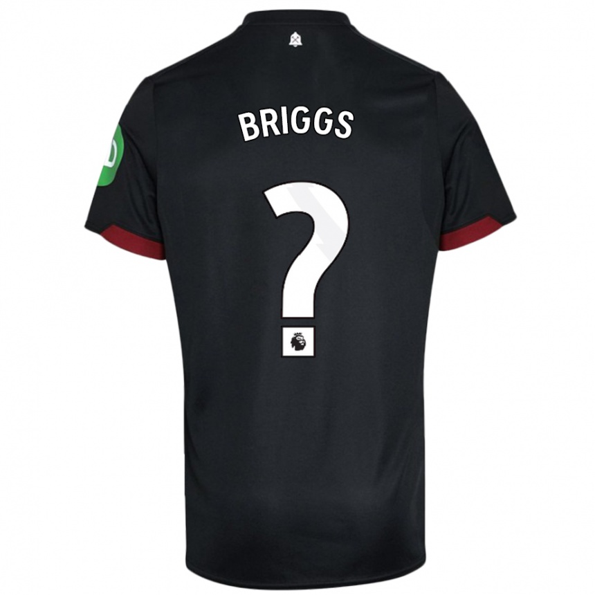 Niño Fútbol Camiseta Josh Briggs #0 Negro Blanco 2ª Equipación 2024/25