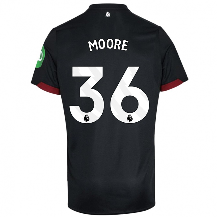 Niño Fútbol Camiseta Sean Moore #36 Negro Blanco 2ª Equipación 2024/25