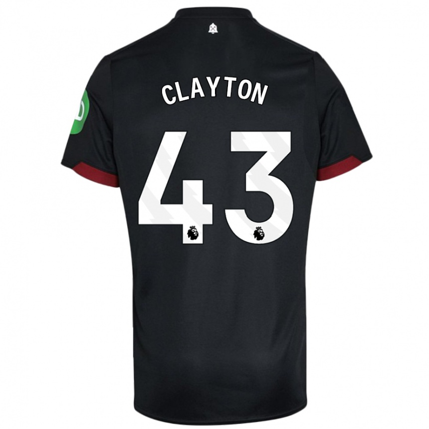 Niño Fútbol Camiseta Regan Clayton #43 Negro Blanco 2ª Equipación 2024/25