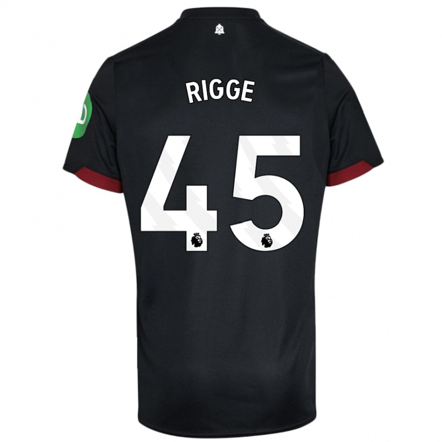 Niño Fútbol Camiseta Daniel Rigge #45 Negro Blanco 2ª Equipación 2024/25