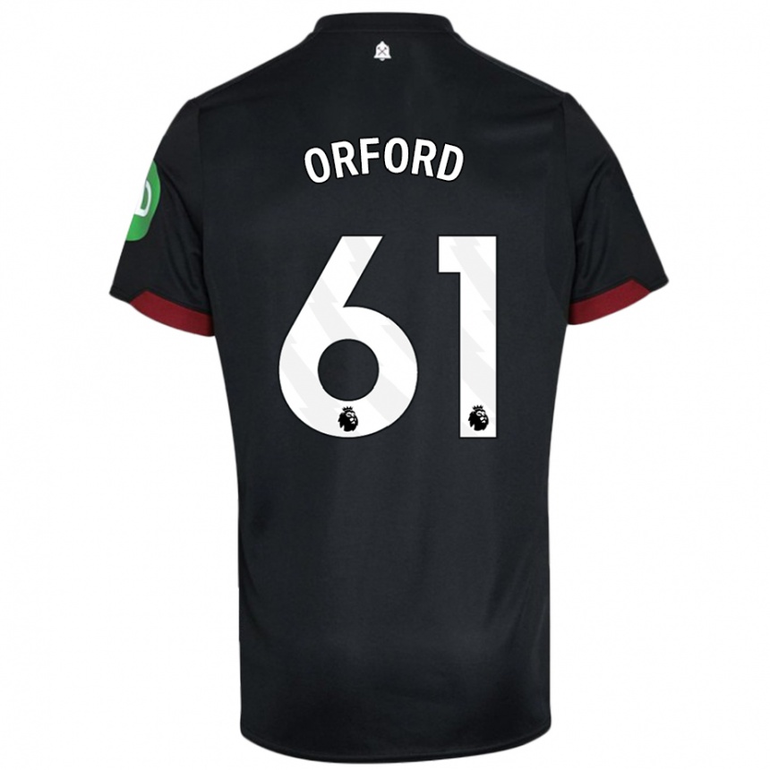 Niño Fútbol Camiseta Lewis Orford #61 Negro Blanco 2ª Equipación 2024/25