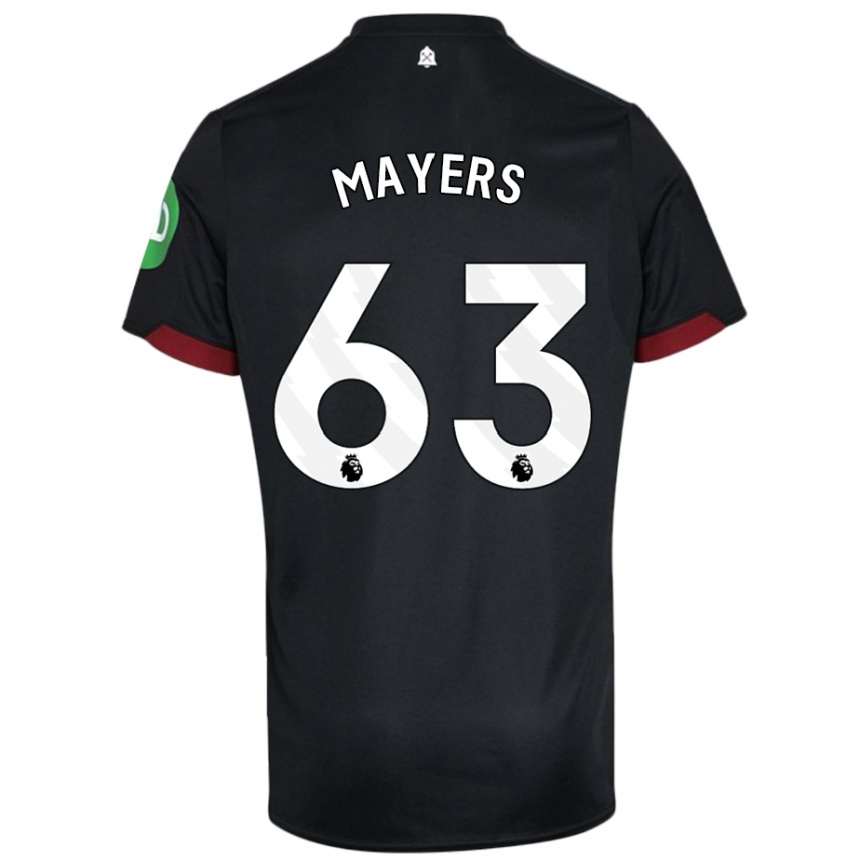 Niño Fútbol Camiseta Ezra Mayers #63 Negro Blanco 2ª Equipación 2024/25