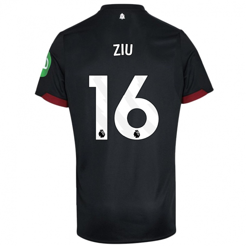 Niño Fútbol Camiseta Jessica Ziu #16 Negro Blanco 2ª Equipación 2024/25