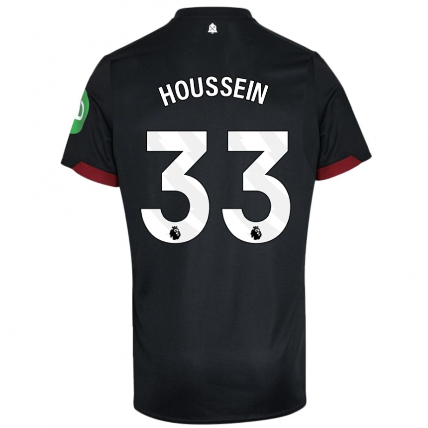 Niño Fútbol Camiseta Halle Houssein #33 Negro Blanco 2ª Equipación 2024/25