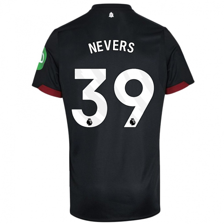 Niño Fútbol Camiseta Thierry Nevers #39 Negro Blanco 2ª Equipación 2024/25