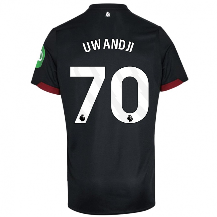 Niño Fútbol Camiseta Blaise Uwandji #70 Negro Blanco 2ª Equipación 2024/25